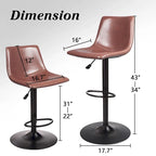 Bar Stools Set of 2 Black/Grey/Swivel with Back