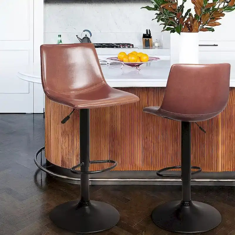 Bar Stools Set of 2 Black/Grey/Swivel with Back