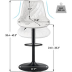 Bar Stools Set of 2 Black/Grey/Swivel with Back