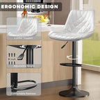 Bar Stools Set of 2 Black/Grey/Swivel with Back