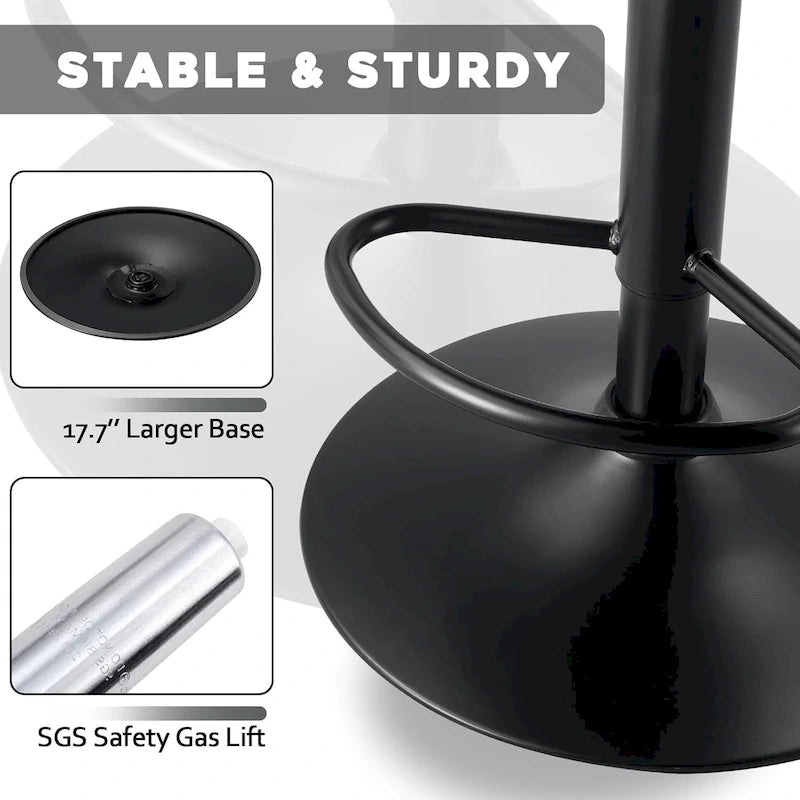 Bar Stools Set of 2 Black/Grey/Swivel with Back