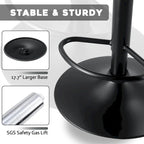 Bar Stools Set of 2 Black/Grey/Swivel with Back