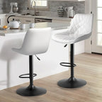 Bar Stools Set of 2 Black/Grey/Swivel with Back
