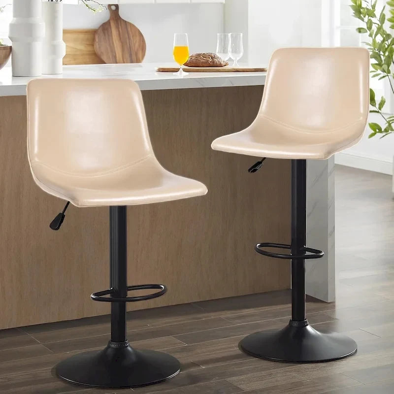 Bar Stools Set of 2 Black/Grey/Swivel with Back
