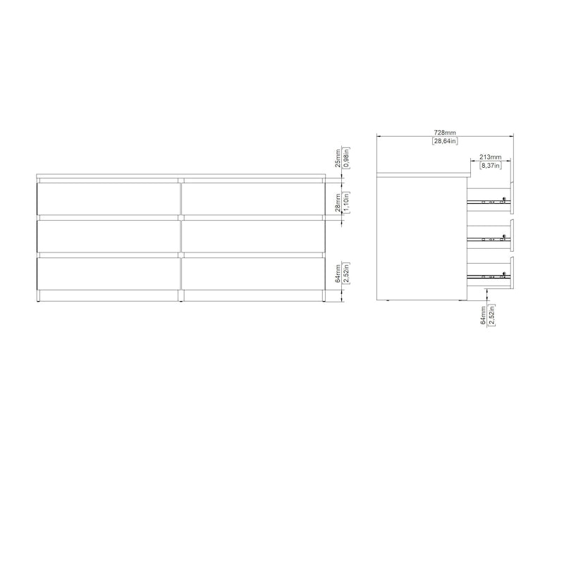 6-Drawer Double Dresser, Engineered Wood with Metal Glides