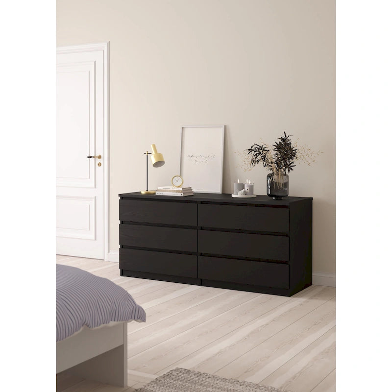 6-Drawer Double Dresser, Engineered Wood with Metal Glides