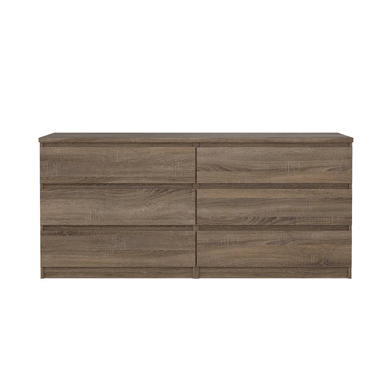 6-Drawer Double Dresser, Engineered Wood with Metal Glides