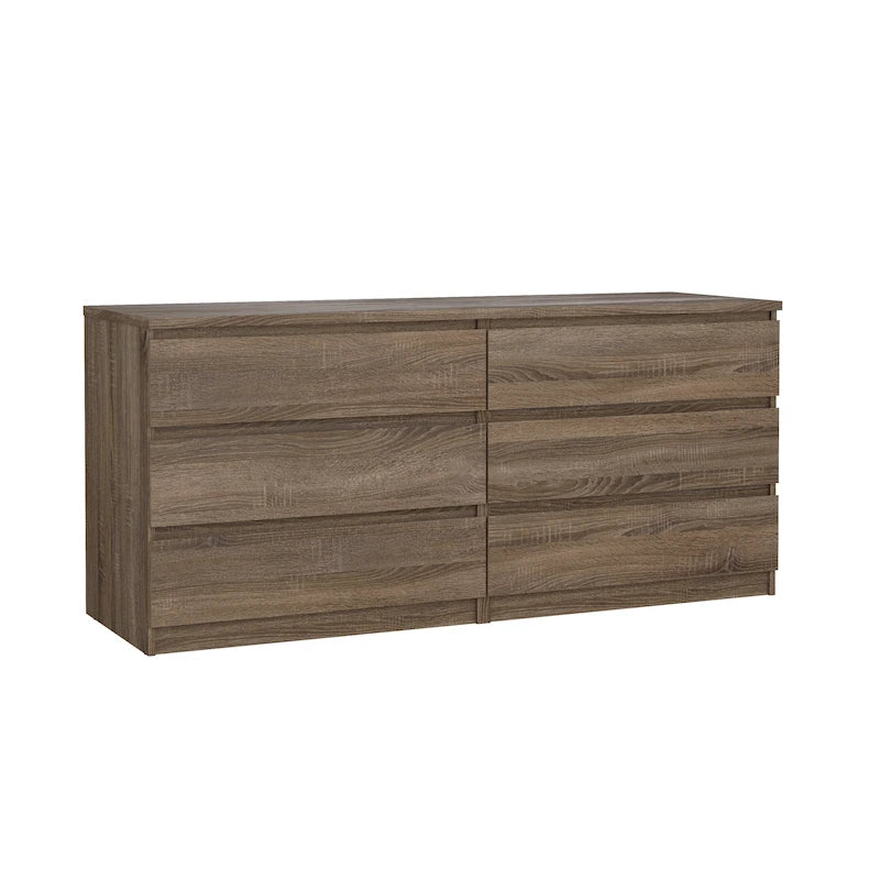 6-Drawer Double Dresser, Engineered Wood with Metal Glides