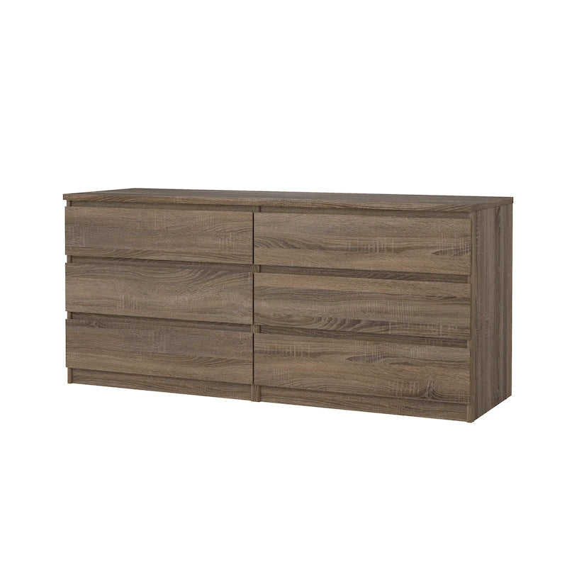 6-Drawer Double Dresser, Engineered Wood with Metal Glides