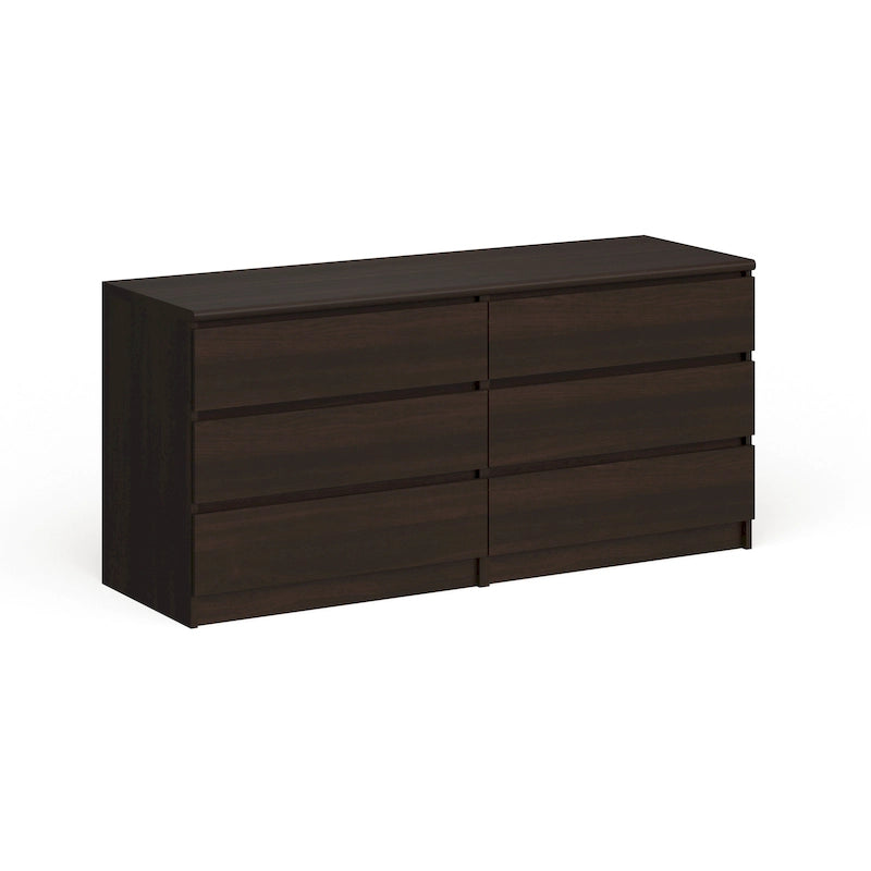 6-Drawer Double Dresser, Engineered Wood with Metal Glides