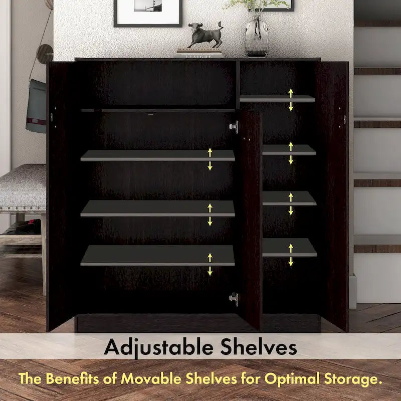 Shoe Cabinet Espresso 20-Pair Storage with Adjustable Shelves