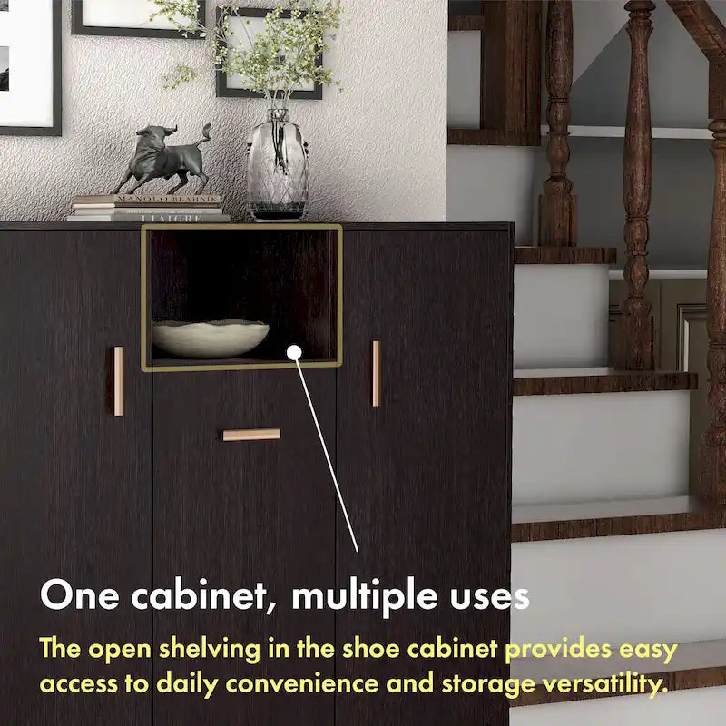 Shoe Cabinet Espresso 20-Pair Storage with Adjustable Shelves