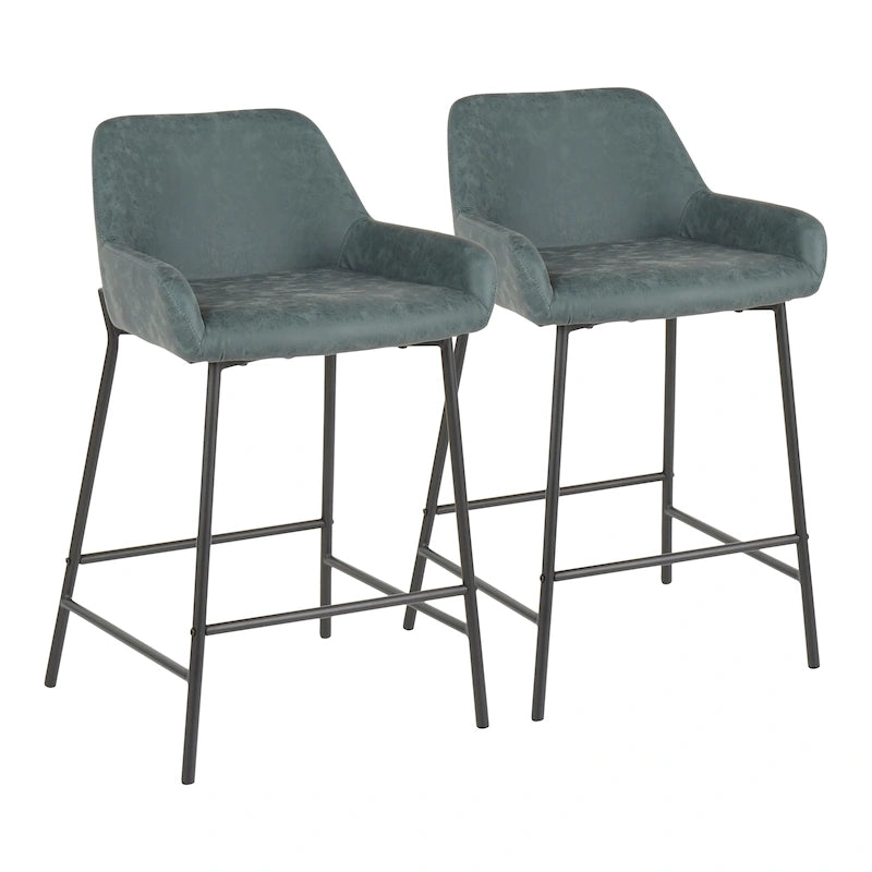 Counter Stools Set of 2 Camel/Espresso/Green/Grey Industrial Low-Back