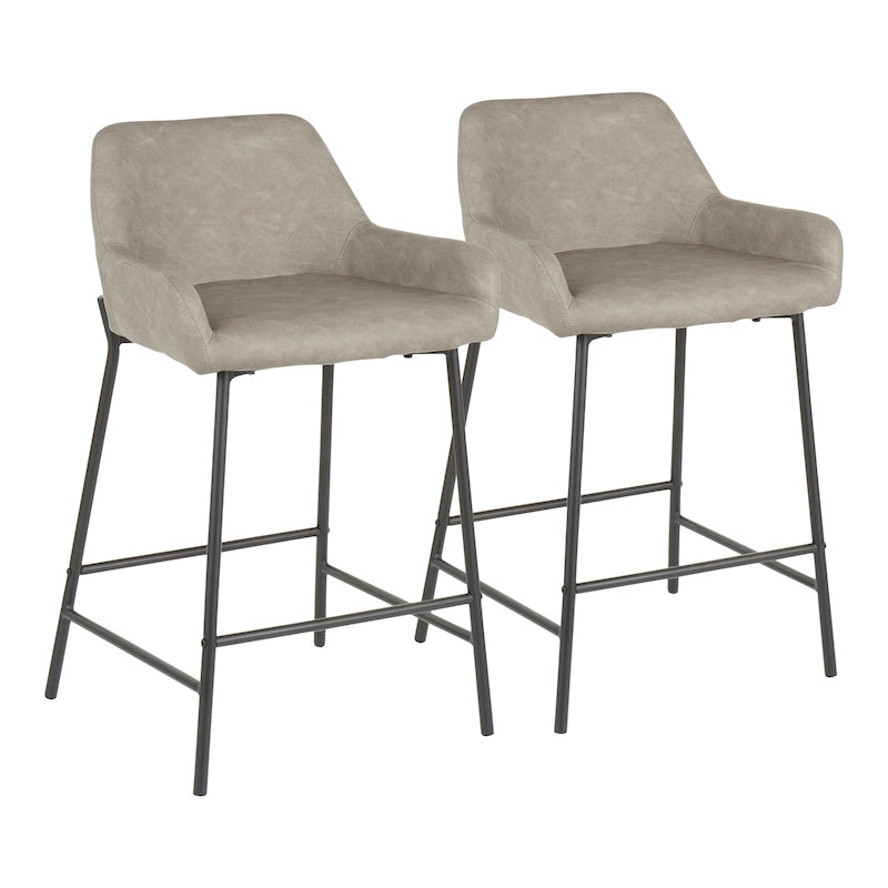 Counter Stools Set of 2 Camel/Espresso/Green/Grey Industrial Low-Back