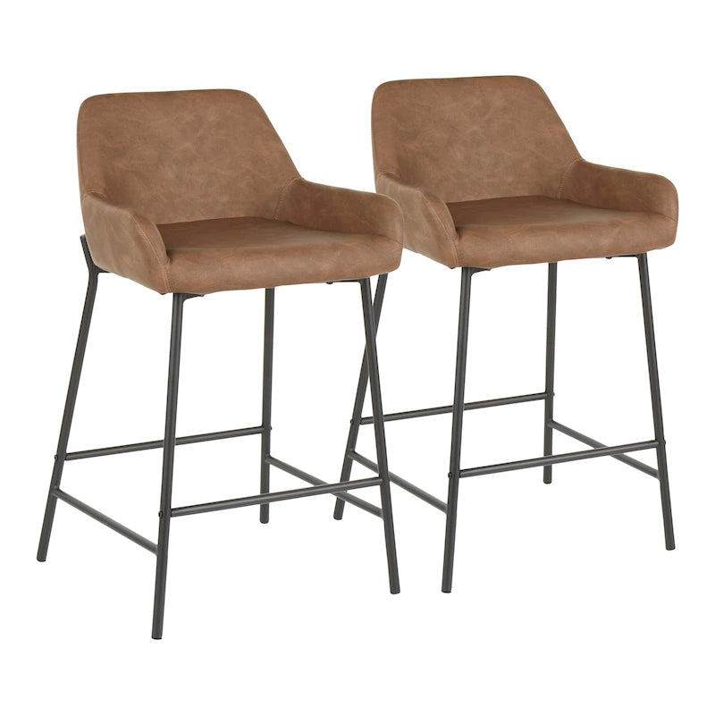 Counter Stools Set of 2 Camel/Espresso/Green/Grey Industrial Low-Back