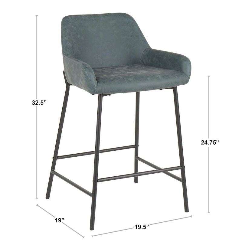 Counter Stools Set of 2 Camel/Espresso/Green/Grey Industrial Low-Back