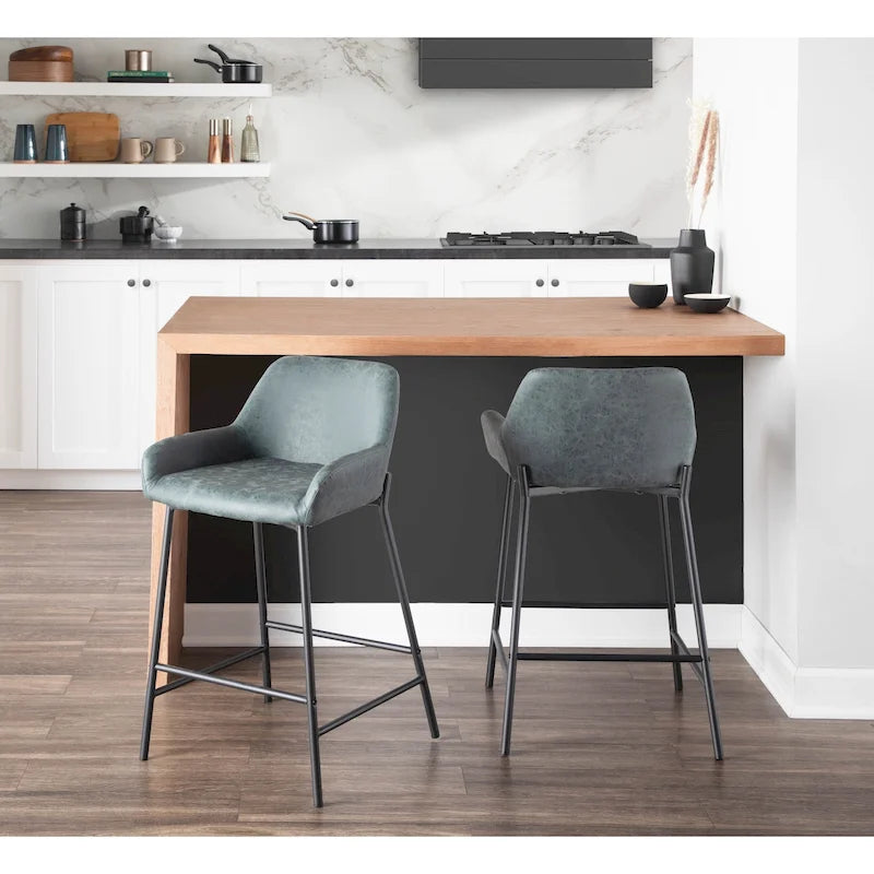 Counter Stools Set of 2 Camel/Espresso/Green/Grey Industrial Low-Back