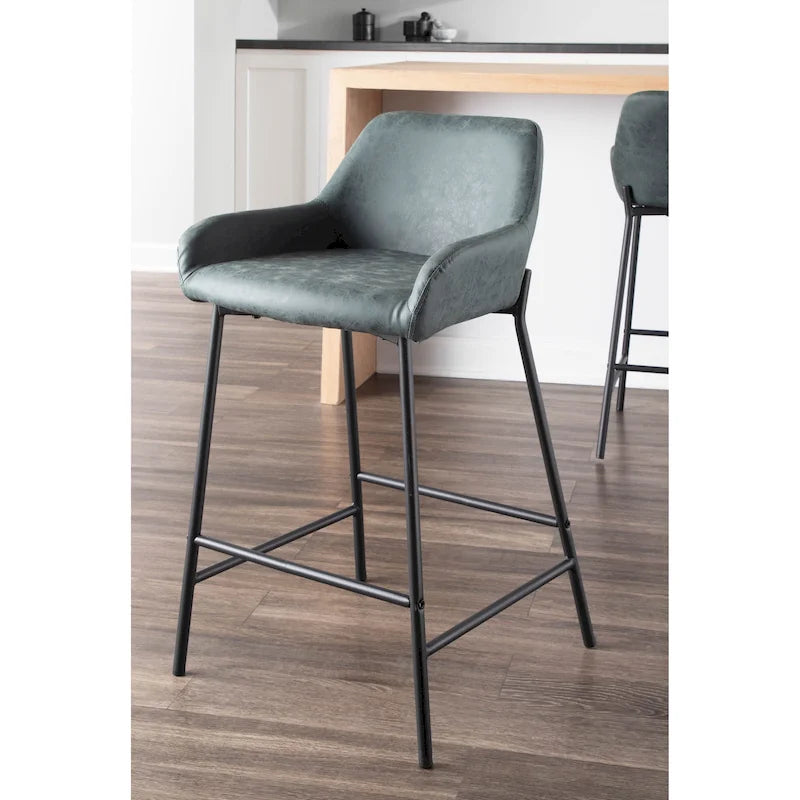 Counter Stools Set of 2 Camel/Espresso/Green/Grey Industrial Low-Back