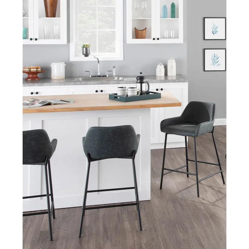 Counter Stools Set of 2 Camel/Espresso/Green/Grey Industrial Low-Back