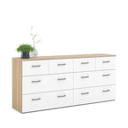8-Drawer Double Dresser Oak White Contemporary Style