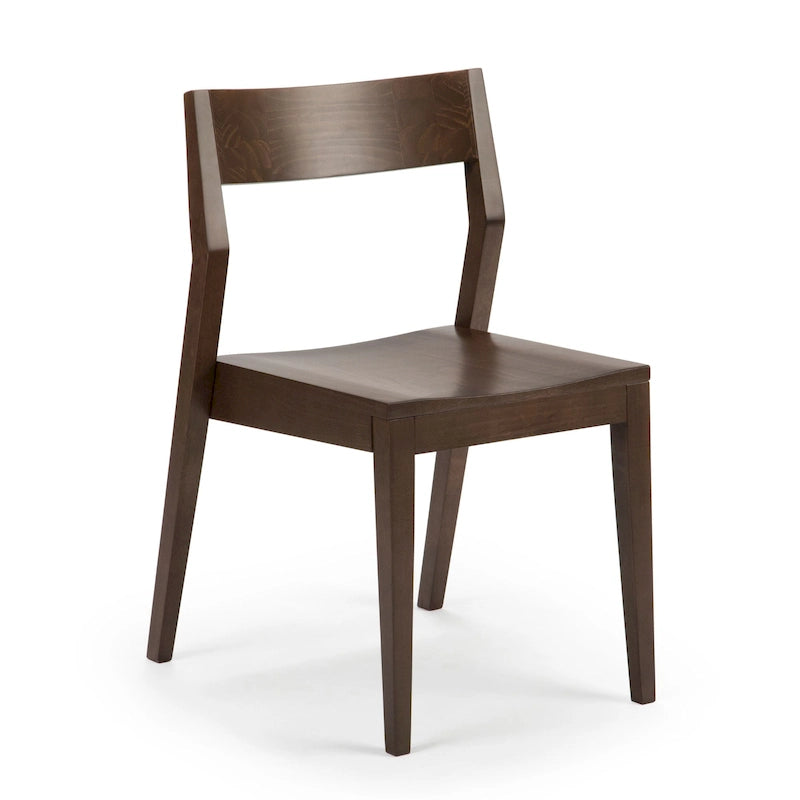 Dining Chair, Walnut Finish Pine Wood with Contoured Seat