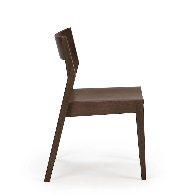 Dining Chair, Walnut Finish Pine Wood with Contoured Seat