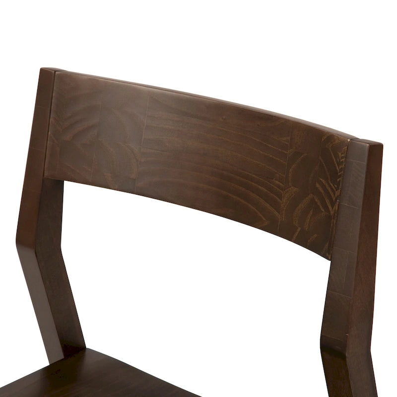 Dining Chair, Walnut Finish Pine Wood with Contoured Seat