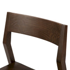 Dining Chair, Walnut Finish Pine Wood with Contoured Seat