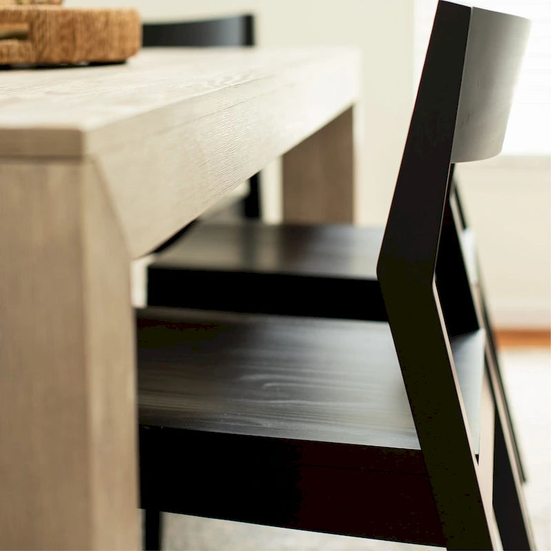 Dining Chair, Walnut Finish Pine Wood with Contoured Seat