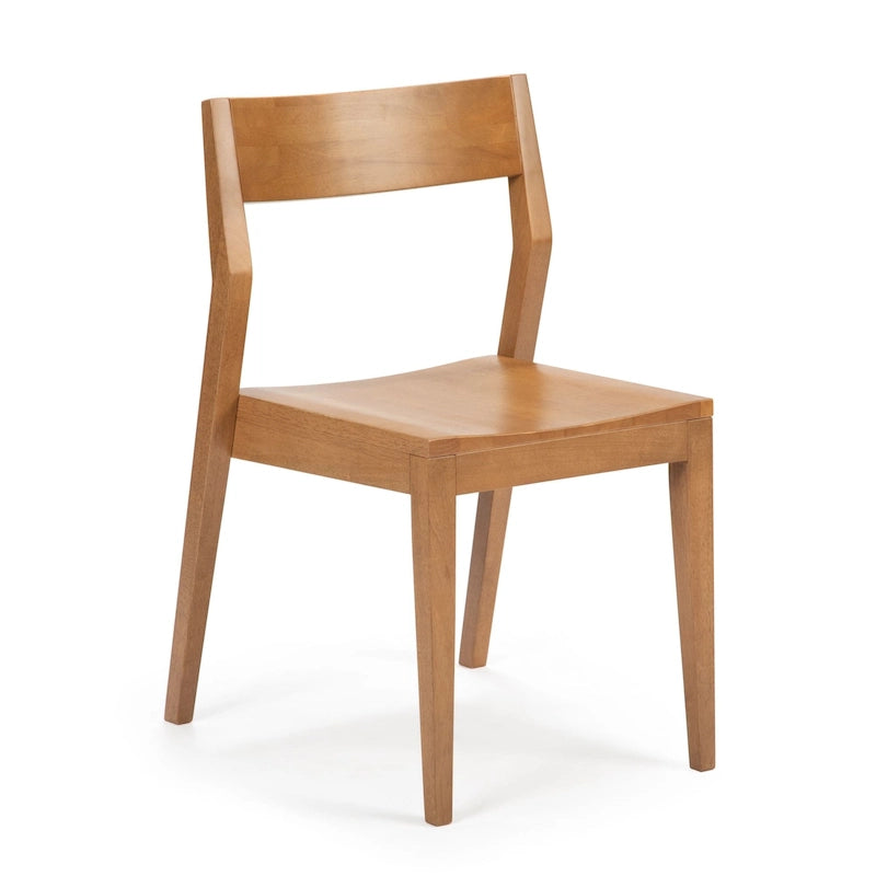Dining Chair, Walnut Finish Pine Wood with Contoured Seat