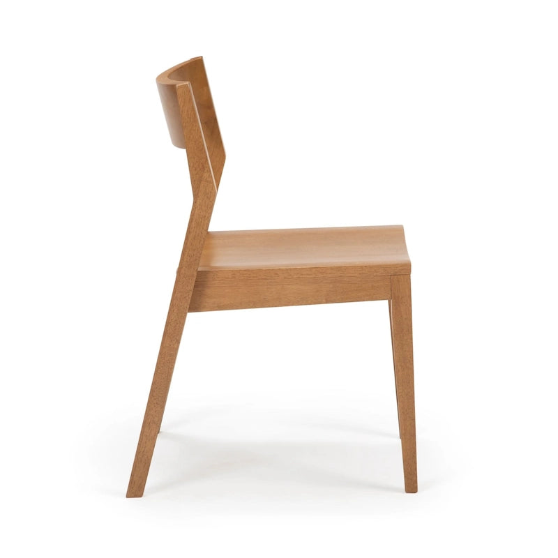 Dining Chair, Walnut Finish Pine Wood with Contoured Seat