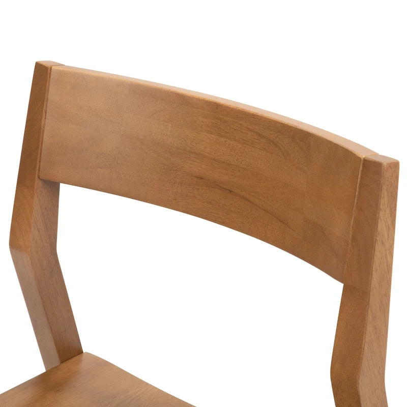 Dining Chair, Walnut Finish Pine Wood with Contoured Seat