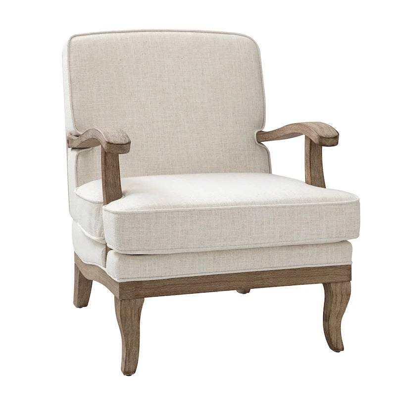 Farmhouse Armchair - Polyester - Wood Frame - Single Seat