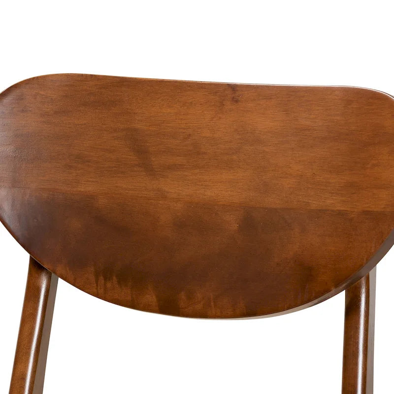 Dining Chairs Set of 2 Grey Walnut Brown Curved Back Mid-Century