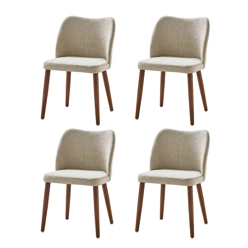 Dining Chairs Set of 4 Walnut Curved Back with Arms
