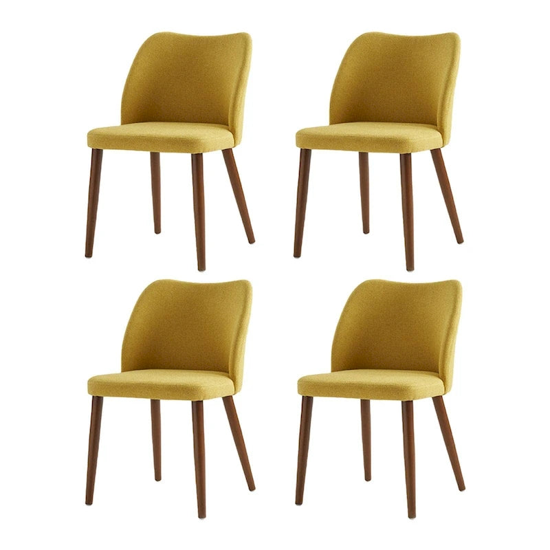 Dining Chairs Set of 4 Walnut Curved Back with Arms