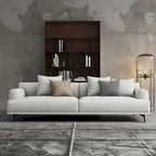 Beige Tufted Fabric Sofa - Square Arm - 4-Seater