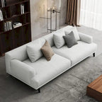 Beige Tufted Fabric Sofa - Square Arm - 4-Seater