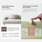 Beige Tufted Fabric Sofa - Square Arm - 4-Seater