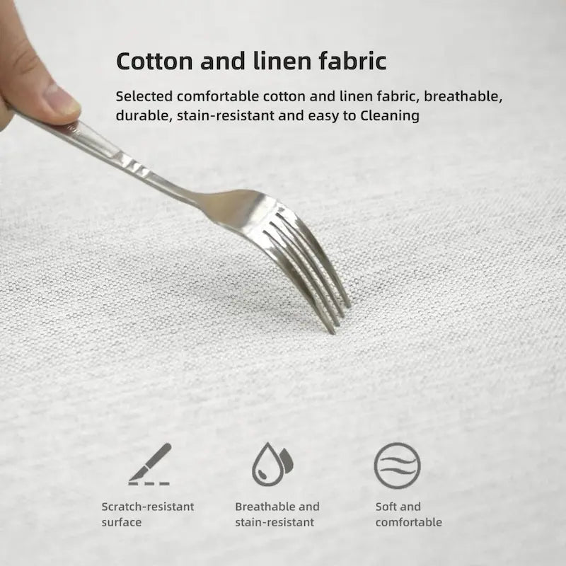 Beige Tufted Fabric Sofa - Square Arm - 4-Seater