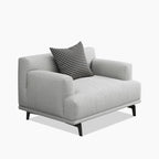 Beige Tufted Fabric Sofa - Square Arm - 4-Seater