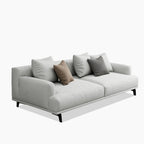 Beige Tufted Fabric Sofa - Square Arm - 4-Seater