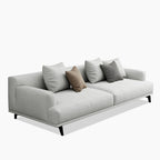 Beige Tufted Fabric Sofa - Square Arm - 4-Seater