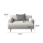 Beige Tufted Fabric Sofa - Square Arm - 4-Seater