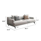 Beige Tufted Fabric Sofa - Square Arm - 4-Seater