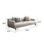 Beige Tufted Fabric Sofa - Square Arm - 4-Seater