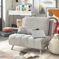 Convertible Futon Chair, Grey or White with Tapered Metal Legs