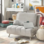 Convertible Futon Chair, Grey or White with Tapered Metal Legs