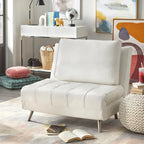 Convertible Futon Chair, Grey or White with Tapered Metal Legs