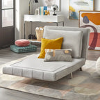 Convertible Futon Chair, Grey or White with Tapered Metal Legs